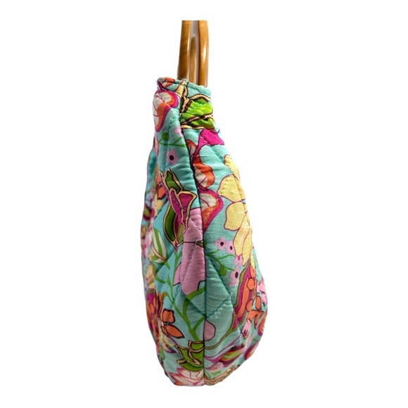 Vera Bradley Tropical Silk Bermuda with Wooden Handles Bag - Picture 3 of 7